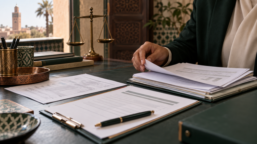 مواطنة ترتب وثائق طلب المساعدة القضائية