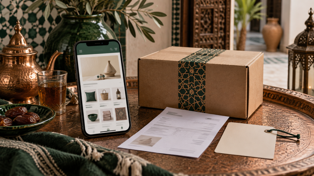 صاحبة متجر إلكتروني تراجع صفحة المنتج والسعر والتوصيل