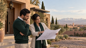 مالك منزل ومهندس يتابعان ملف رخصة البناء